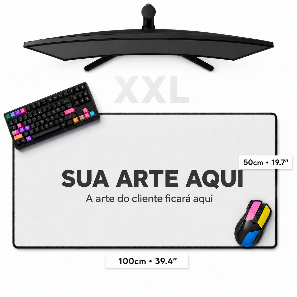 Mousepad/Deskmat Personalizado com Borda Costurada (100x50cm)