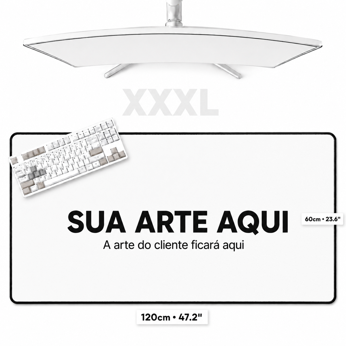 Mousepad/Deskmat Personalizado com Borda Costurada (120x60cm)